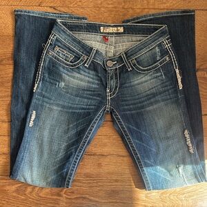BKE Denim Star Womens Boot Cut Thick Stitch Flap Pocket Jeans